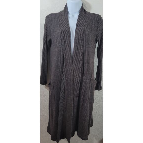 Emi & Joe Brown Marled Open Front Coatigan Sweater Small Lightweight Soft - Picture 1 of 6